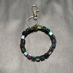 Iridescent Beaded Keychain Bracelet